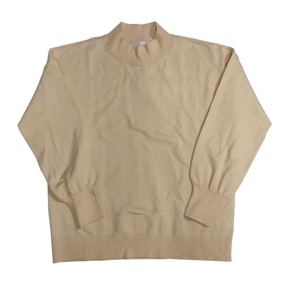 Weaczzy Women's Beige Oversized Mock Neck Pullover Sweater Size XL